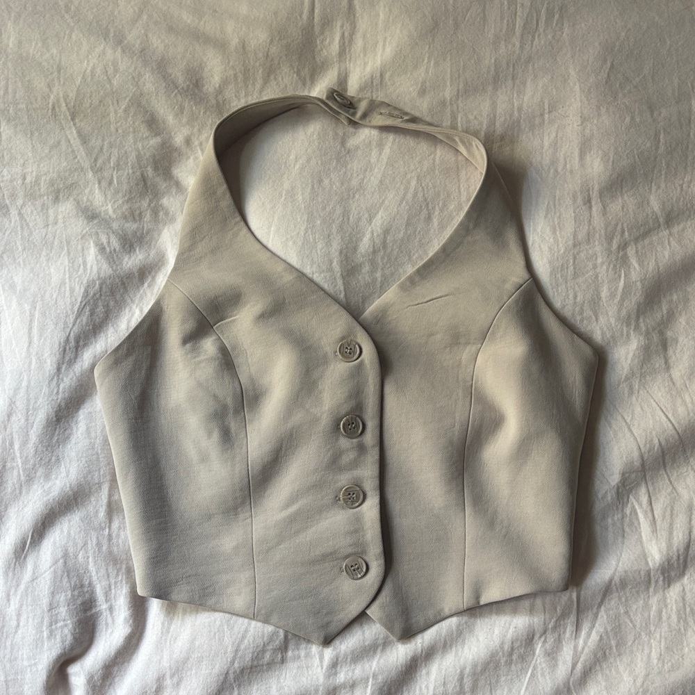Elegant Cream Halter Vest Top